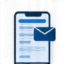 Teléfono móvil mostrando un SMS con un código, y un icono de email