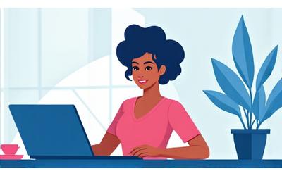 Ilustración de un autónomo trabajando en un café