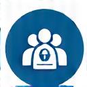 Icono de varias personas colaborando alrededor de un documento con un candado, simbolizando colaboración segura.