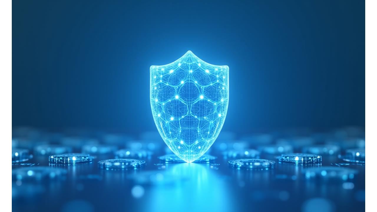 Un escudo estilizado y abstracto que simboliza la protección legal y la seguridad de los datos en LuminaSync.